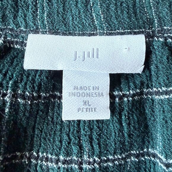 J. Jill Crinkle Plaid Button Up Boxy 3/4 Sleeve Women's Blouse Shirt XL Petite - Picture 3 of 5